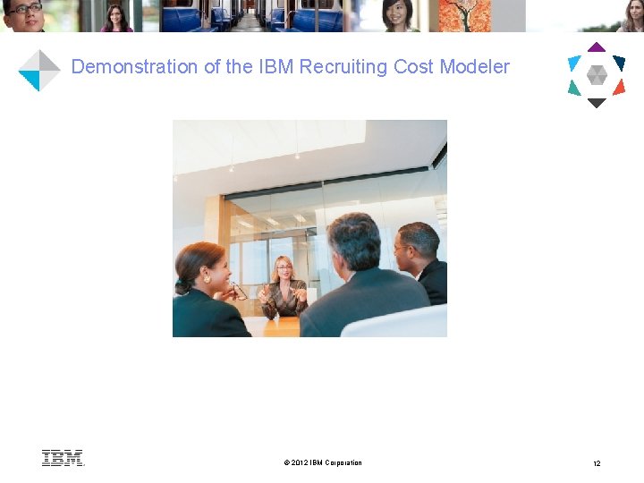 Demonstration of the IBM Recruiting Cost Modeler © 2012 IBM Corporation 12 