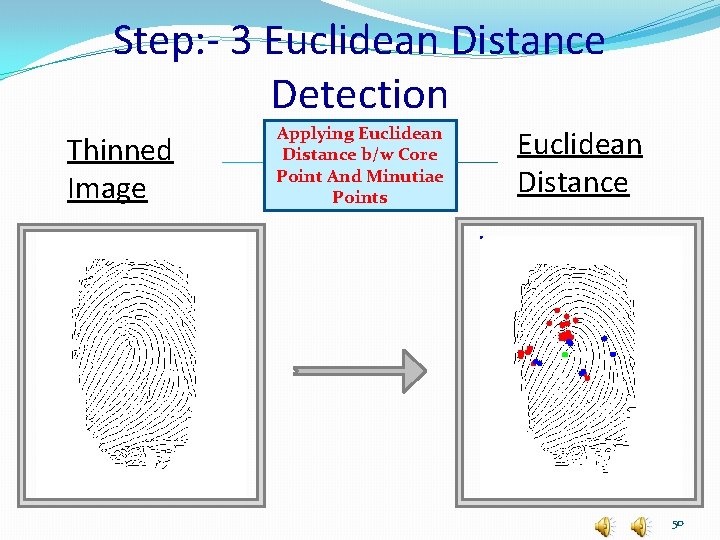 Step: - 3 Euclidean Distance Detection Thinned Image Applying Euclidean Distance b/w Core Point