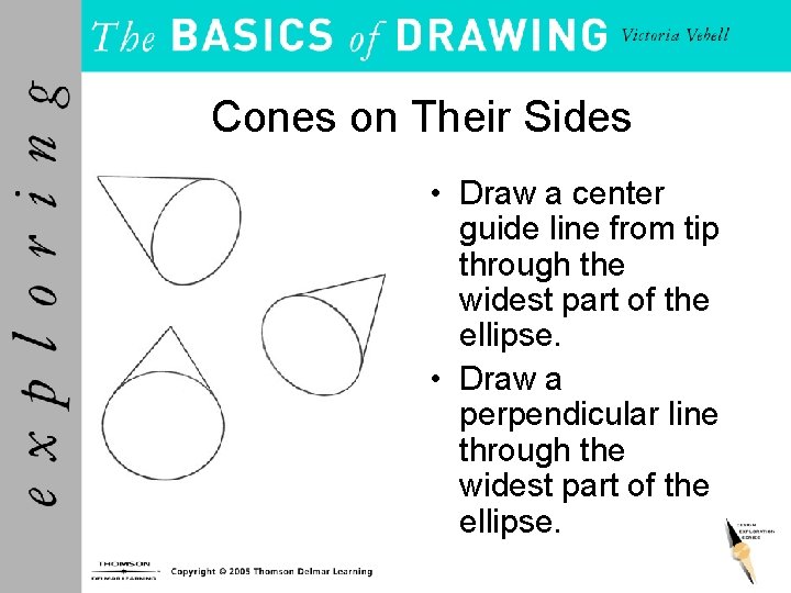 Cones on Their Sides • Draw a center guide line from tip through the