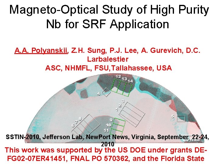  Magneto-Optical Study of High Purity Nb for SRF Application A. A. Polyanskii, Z.