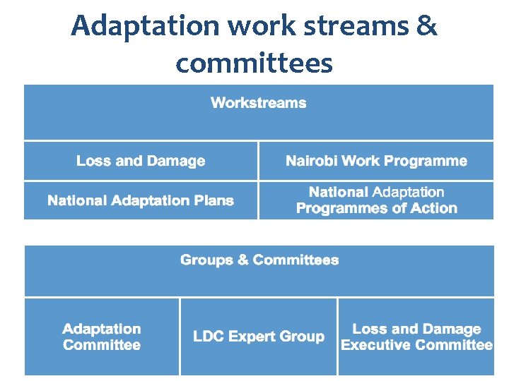 Adaptation work streams & committees 