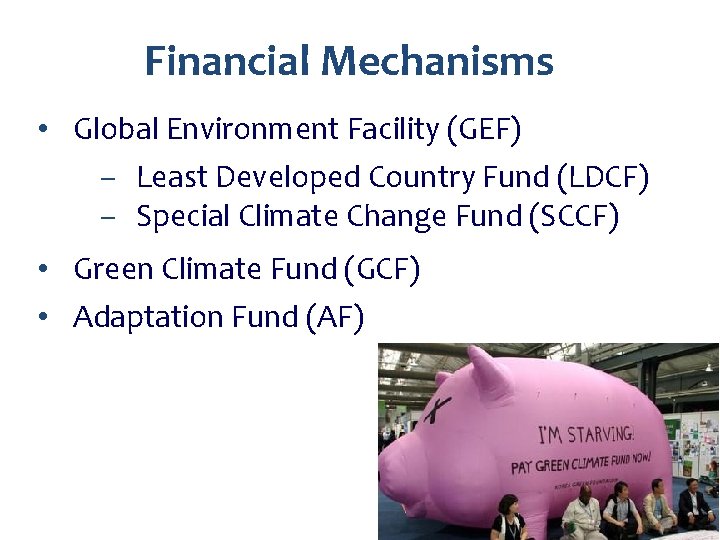 Financial Mechanisms • Global Environment Facility (GEF) – Least Developed Country Fund (LDCF) –