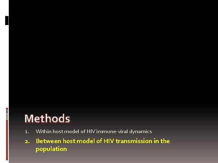 Methods 1. Within host model of HIV immune-viral dynamics 2. Between host model of