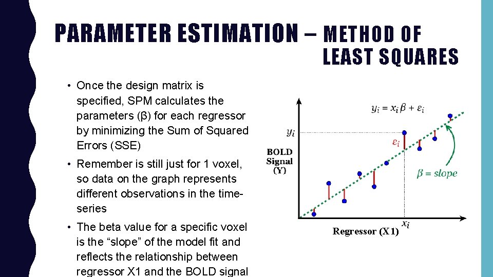 PARAMETER ESTIMATION – METHOD OF LEAST SQUARES • Once the design matrix is specified,