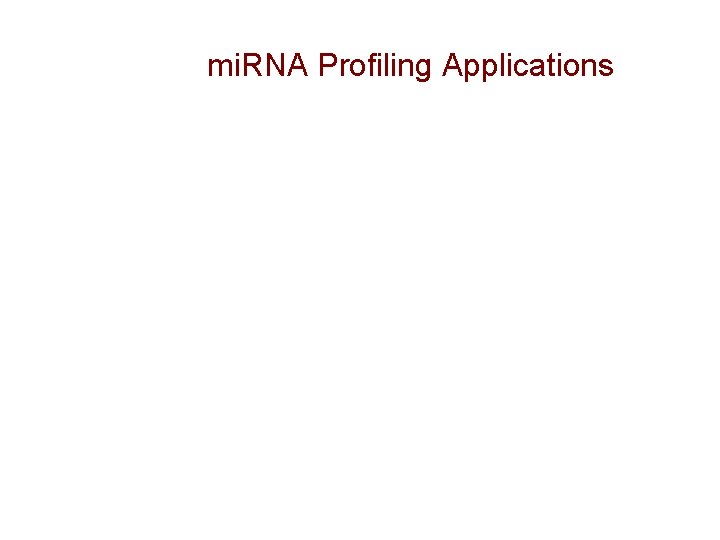 mi. RNA Profiling Applications mi. RNA Profiling Applications