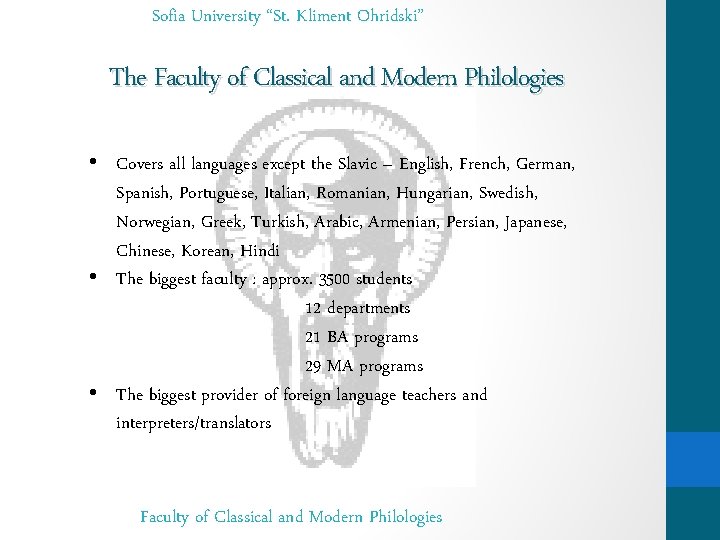 Sofia University “St. Kliment Ohridski” The Faculty of Classical and Modern Philologies • Covers