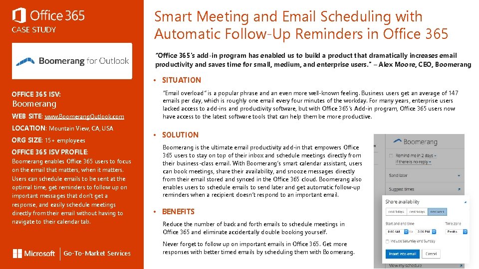 Smart Meeting and Email Scheduling with Automatic Follow-Up Reminders in Office 365 CASE STUDY