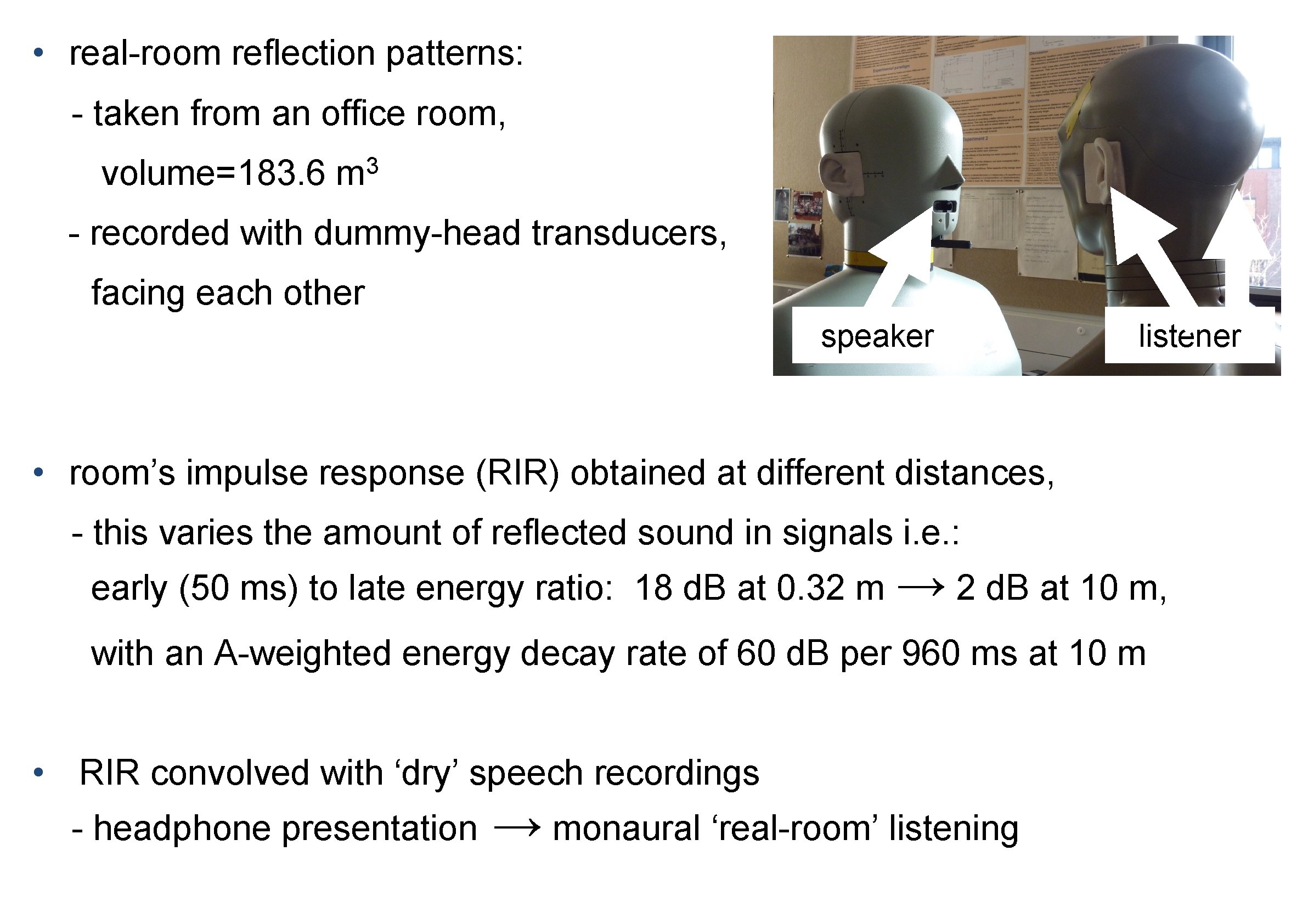  • real-room reflection patterns: - taken from an office room, volume=183. 6 3