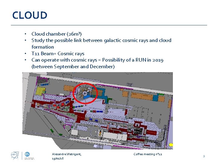 CLOUD • Cloud chamber (26 m³) • Study the possible link between galactic cosmic CLOUD • Cloud chamber (26 m³) • Study the possible link between galactic cosmic