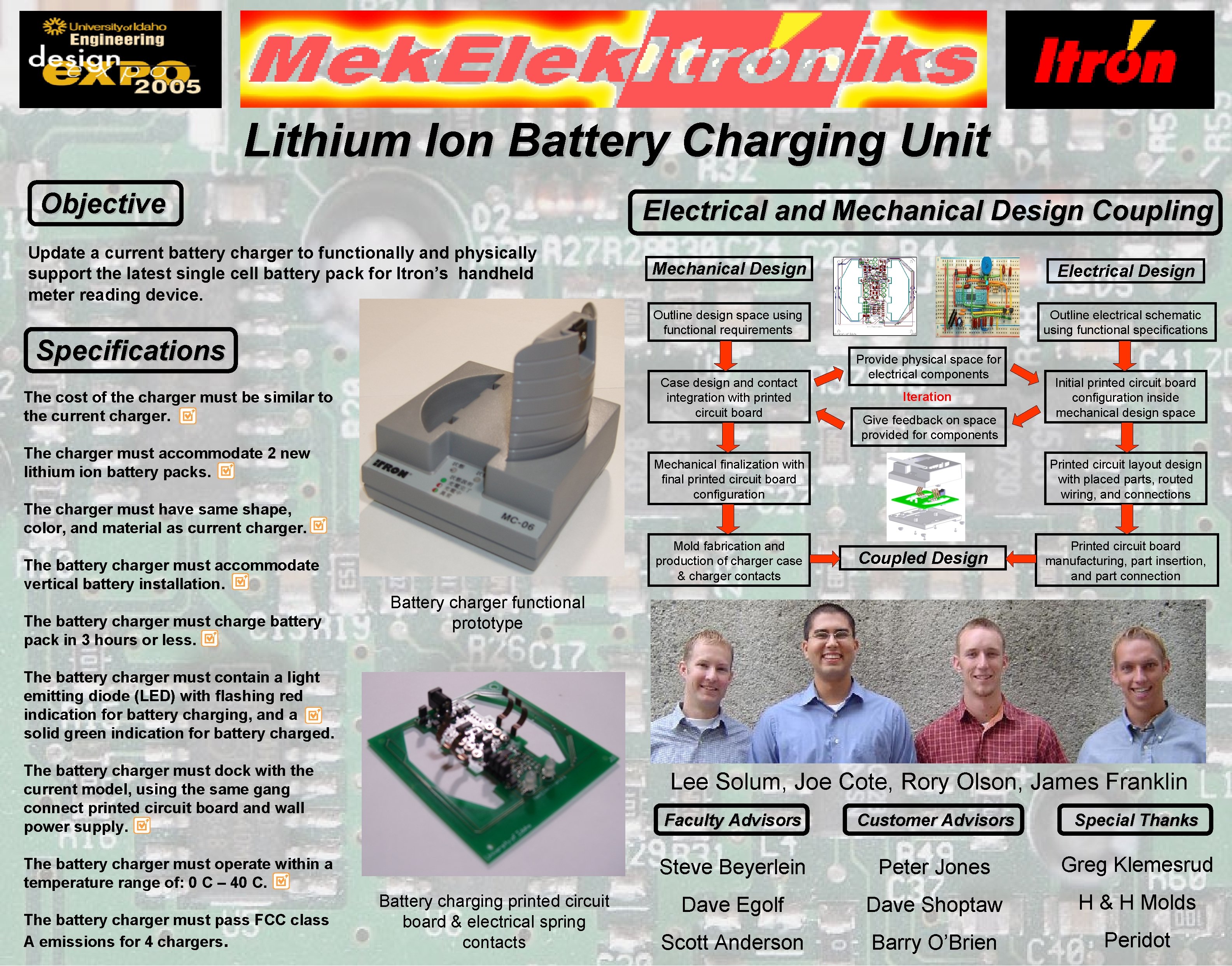 Lithium Ion Battery Charging Unit Objective Electrical and Mechanical Design Coupling Update a current
