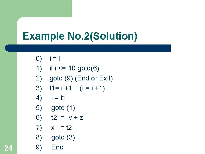 Example No. 2(Solution) 24 0) 1) 2) 3) 4) 5) 6) 7) 8) 9)