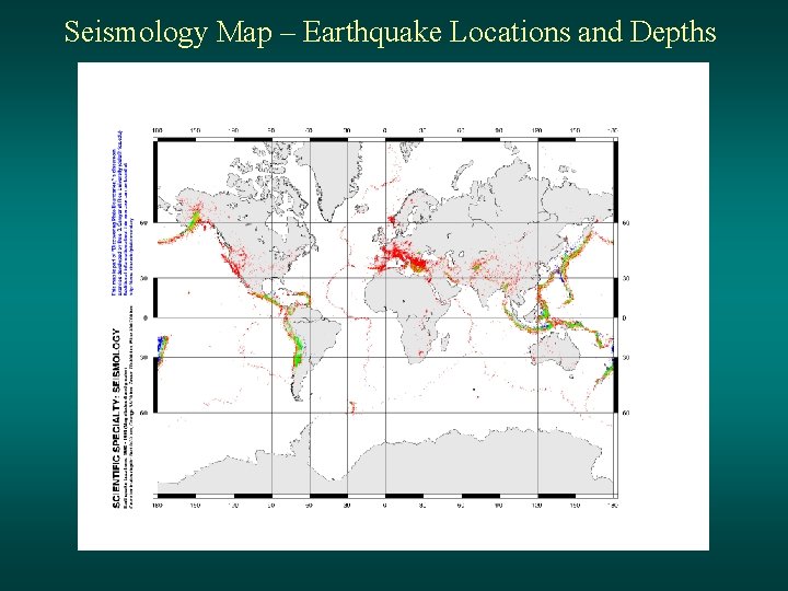 Seismology Map – Earthquake Locations and Depths 