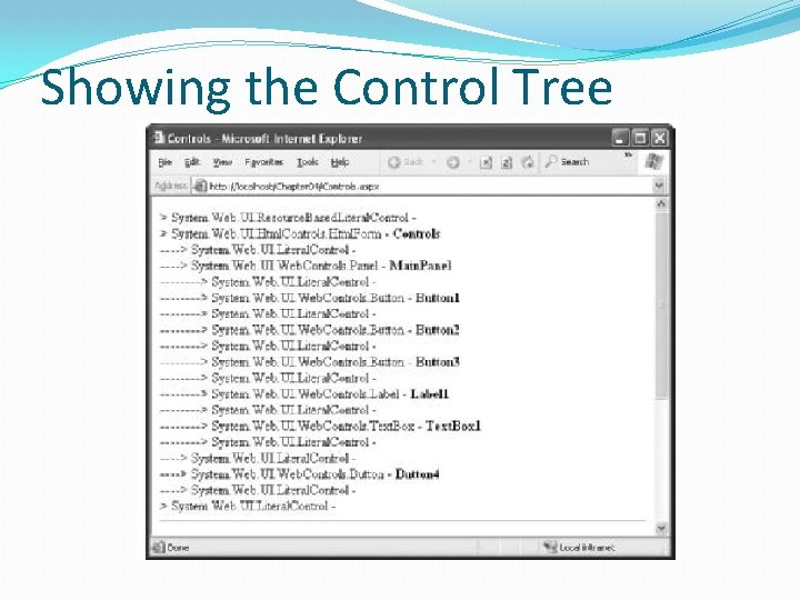 Showing the Control Tree 