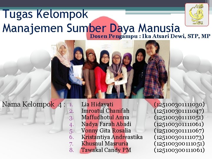 Tugas Kelompok Manajemen Sumber Daya Manusia Dosen Pengampu : Ika Atsari Dewi, STP, MP