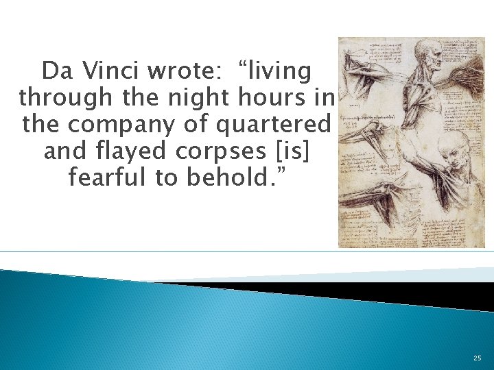 Da Vinci wrote: “living through the night hours in the company of quartered and