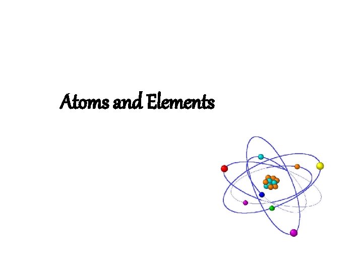 Atoms and Elements 