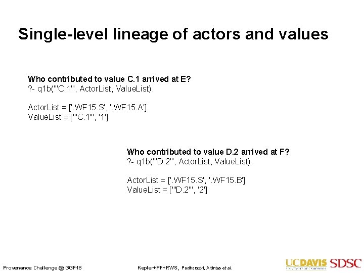 Single-level lineage of actors and values Who contributed to value C. 1 arrived at