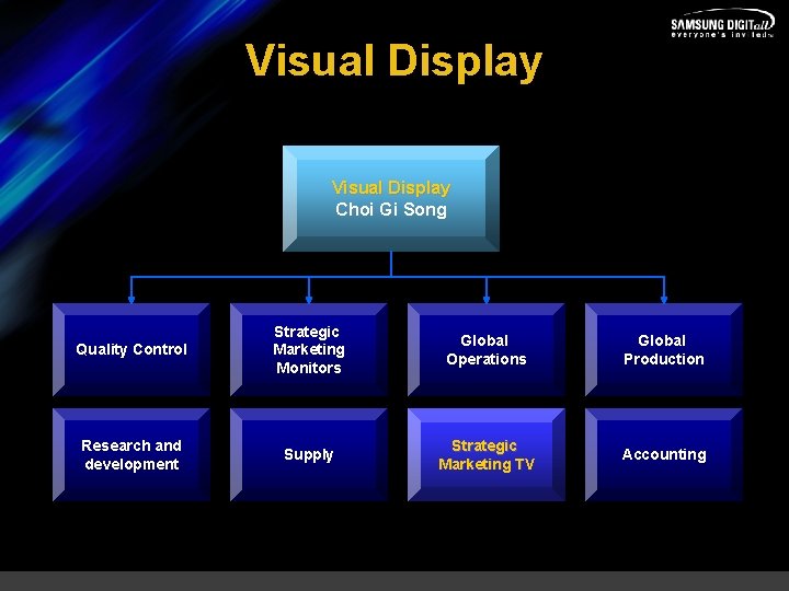 Visual Display Choi Gi Song Quality Control Strategic Marketing Monitors Global Operations Global Production
