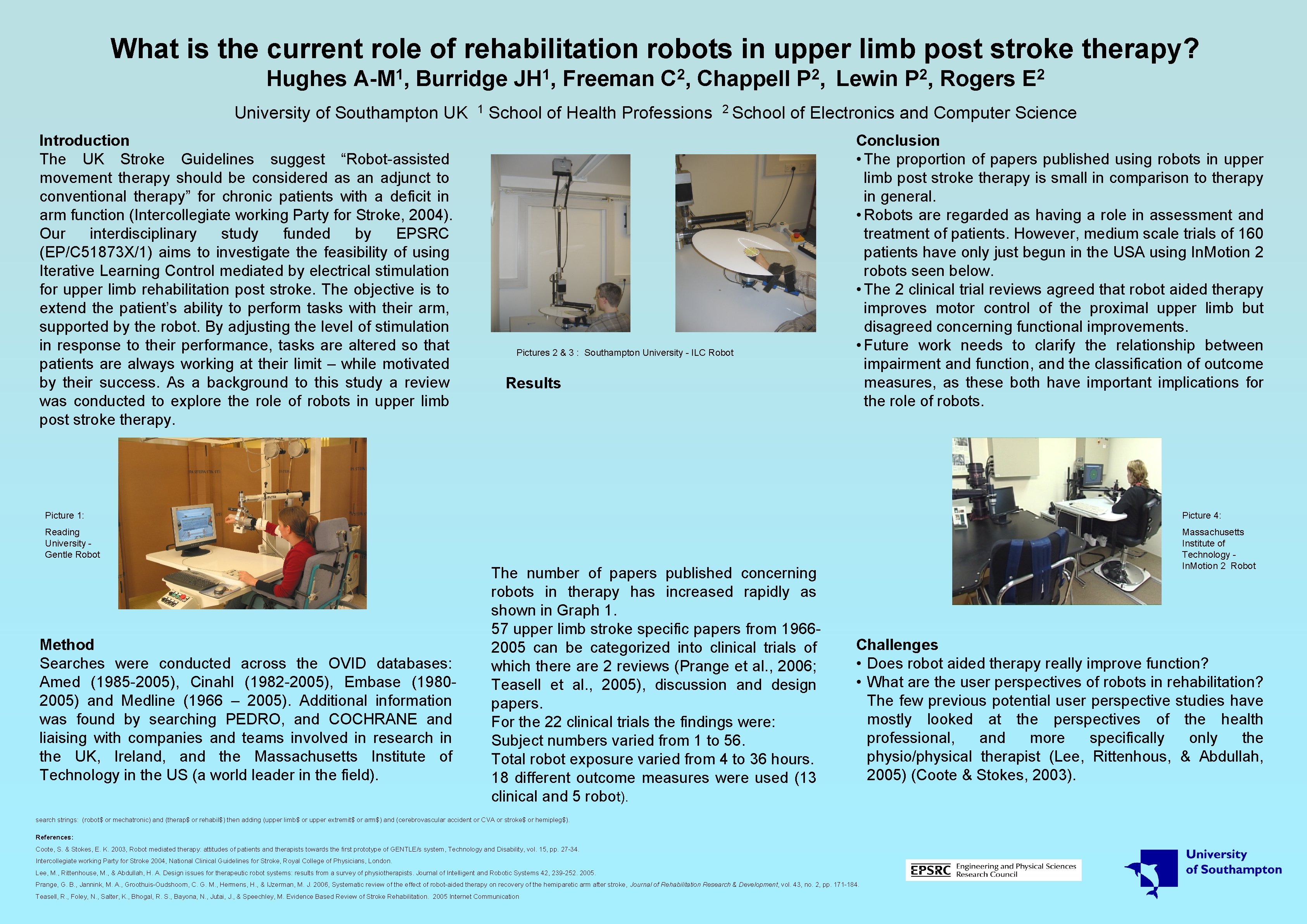 What is the current role of rehabilitation robots in upper limb post stroke therapy?