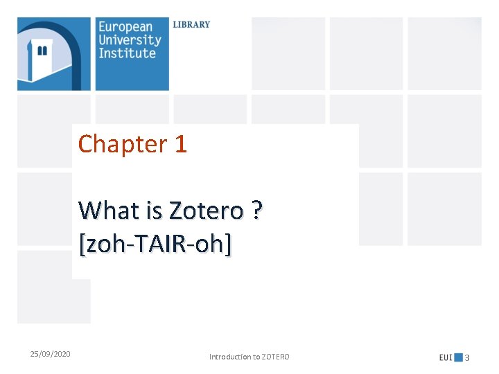Zotero Sessions 1 Introduction to ZOTERO managing documentation