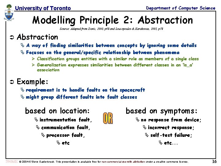 Department of Computer Science University of Toronto Modelling Principle 2: Abstraction Source: Adapted from