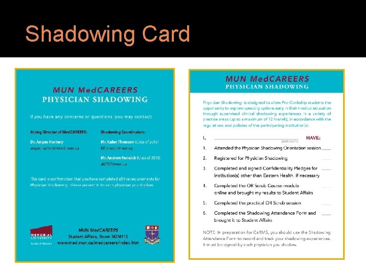 Shadowing Card 