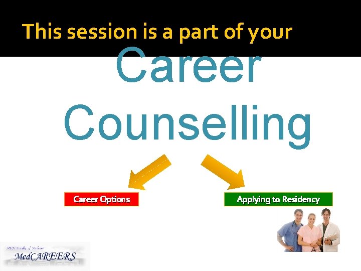 This session is a part of your Career Counselling Career Options Applying to Residency