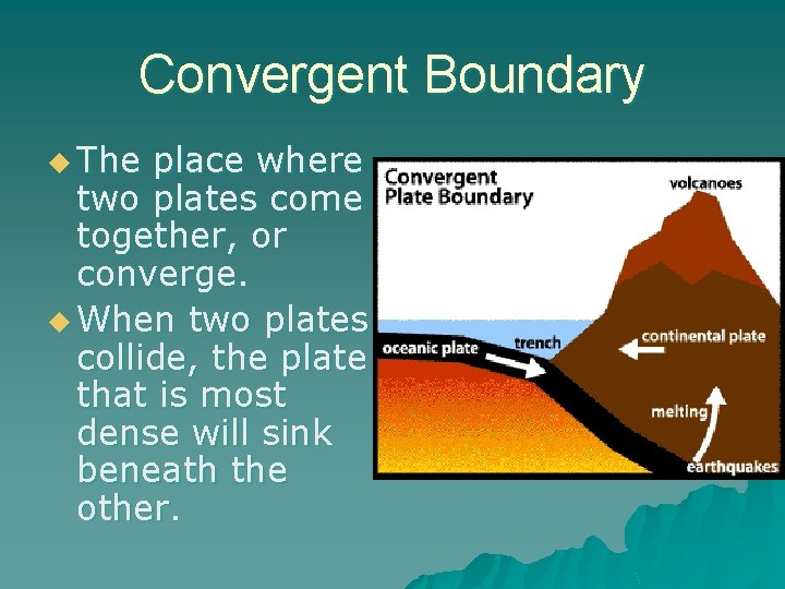 Convergent Boundary u The place where two plates come together, or converge. u When