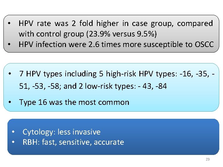  • HPV rate was 2 fold higher in case group, compared with control