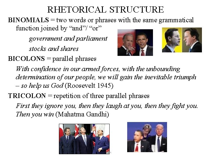 RHETORICAL STRUCTURE BINOMIALS = two words or phrases with the same grammatical function joined