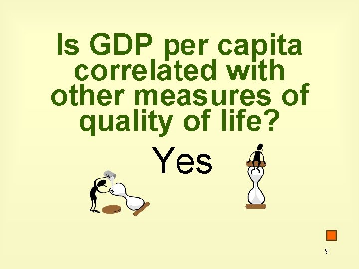 Is GDP per capita correlated with other measures of quality of life? Yes 9