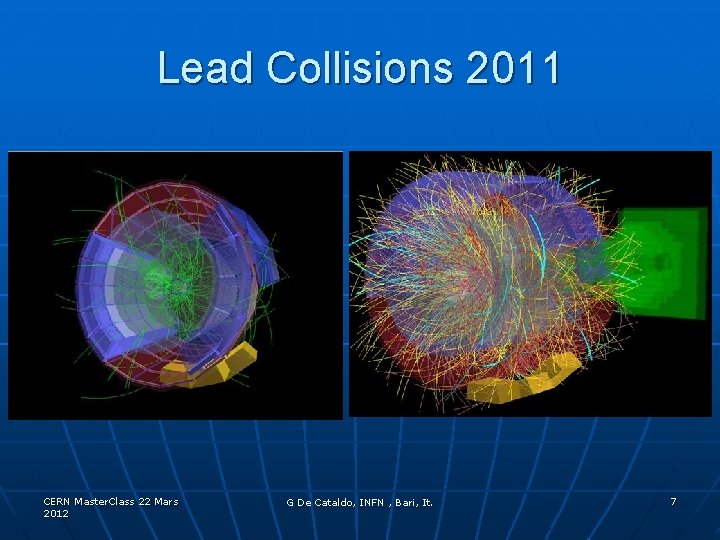 Lead Collisions 2011 CERN Master. Class 22 Mars 2012 G De Cataldo, INFN ,