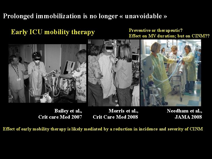 Prolonged immobilization is no longer « unavoidable » Early ICU mobility therapy Bailey et