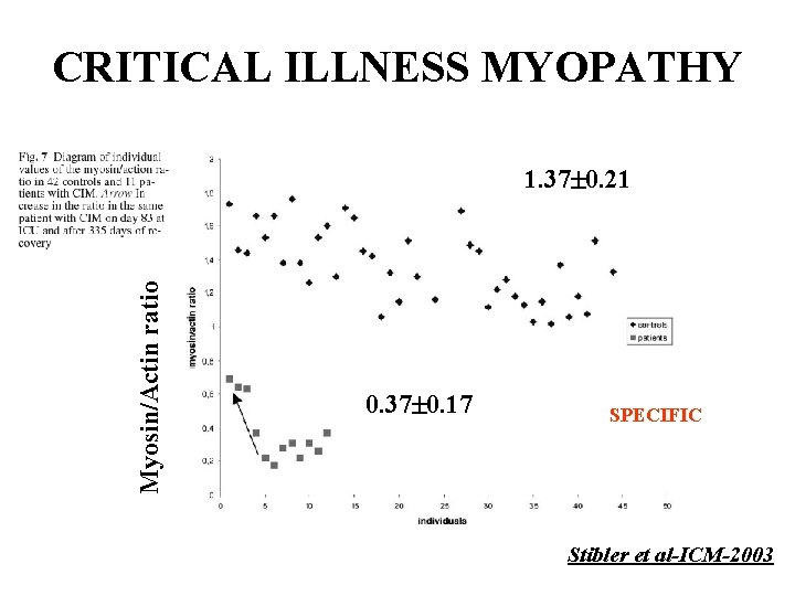 CRITICAL ILLNESS MYOPATHY Myosin/Actin ratio 1. 37 0. 21 0. 37 0. 17 SPECIFIC