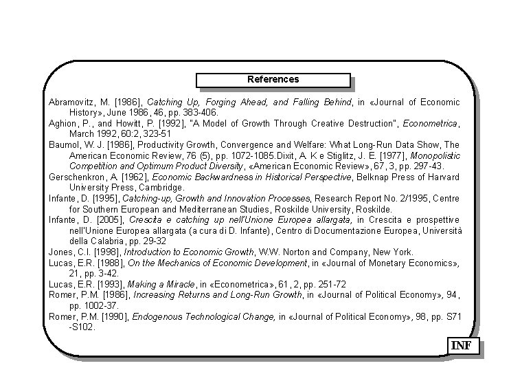 References Abramovitz, M. [1986], Catching Up, Forging Ahead, and Falling Behind, in «Journal of