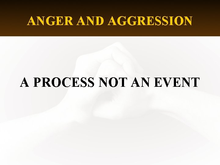 ANGER AND AGGRESSION A PROCESS NOT AN EVENT 