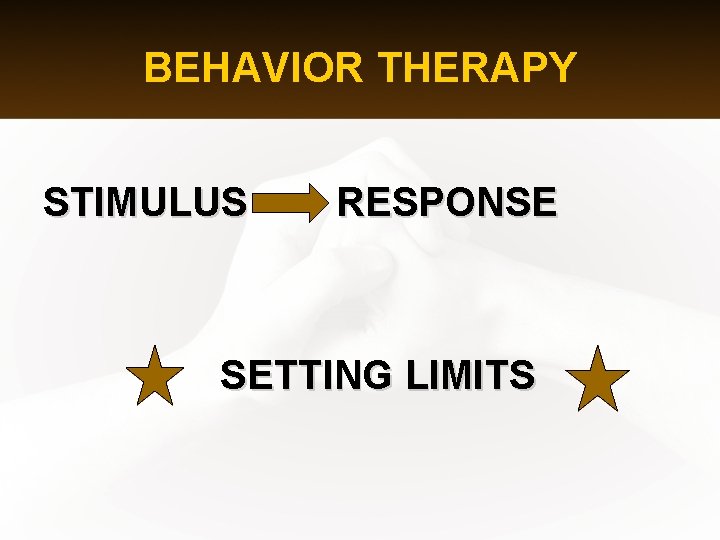 BEHAVIOR THERAPY STIMULUS RESPONSE SETTING LIMITS 