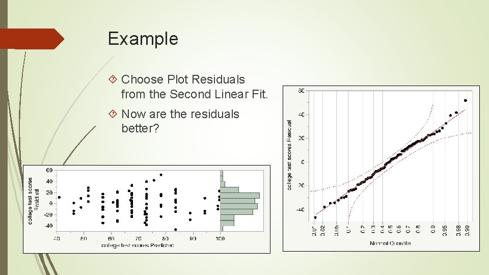 Example Choose Plot Residuals from the Second Linear Fit. Now are the residuals better?