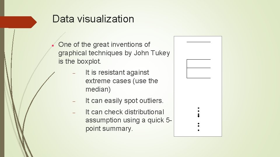 Data visualization One of the great inventions of graphical techniques by John Tukey is