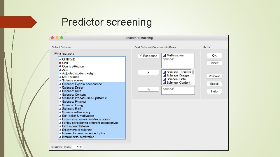 Predictor screening 