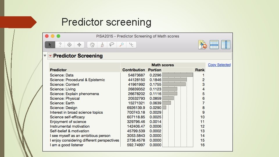 Predictor screening 
