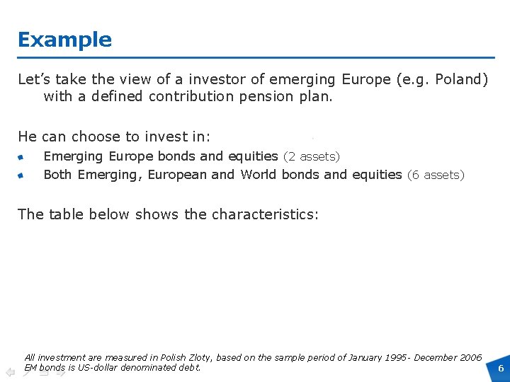 Example Let’s take the view of a investor of emerging Europe (e. g. Poland)