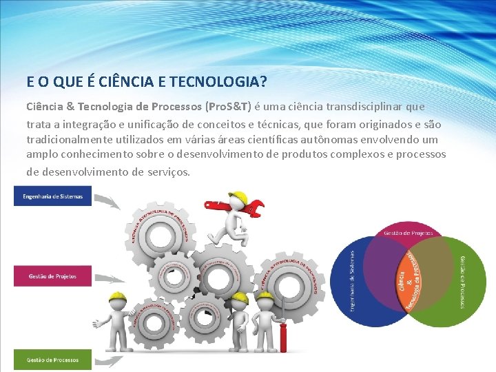 E O QUE É CIÊNCIA E TECNOLOGIA? Ciência & Tecnologia de Processos (Pro. S&T)