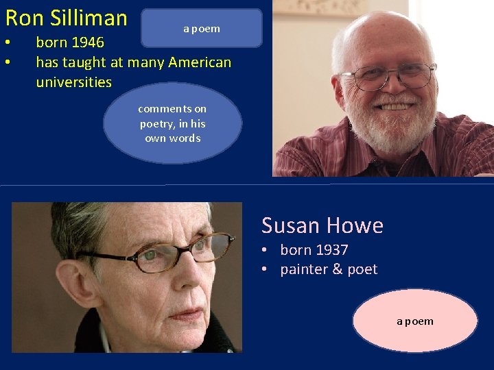 Ron Silliman • • a poem born 1946 has taught at many American universities