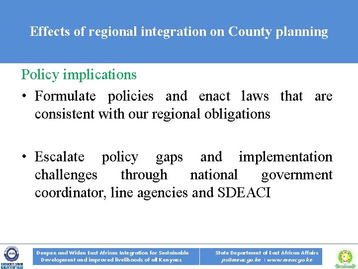 Sub-title FR 11 TH MAR EAC HEALTH PROJECTS AND PROGRAMMES STAKEHOLDERS SENSITIZATION WORKSHOP Effects