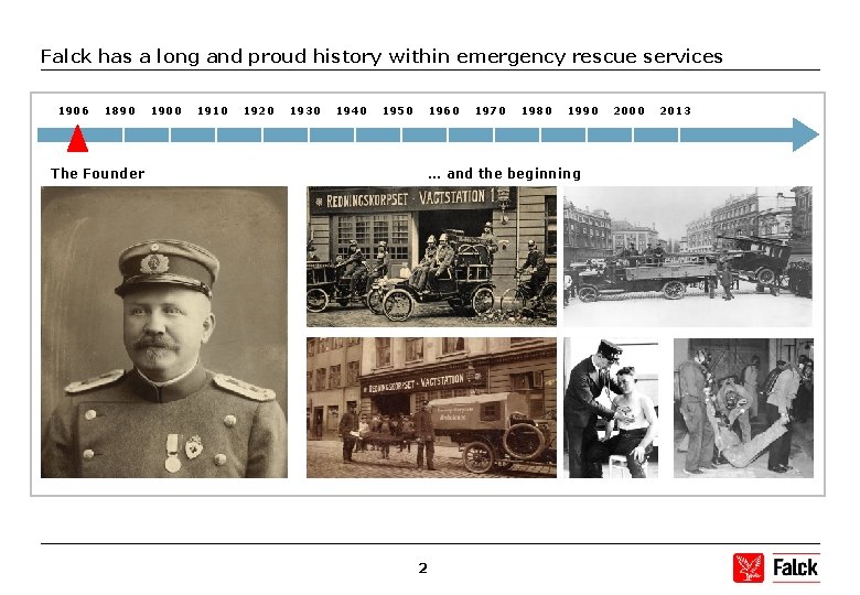 Falck has a long and proud history within emergency rescue services • 1906 1890