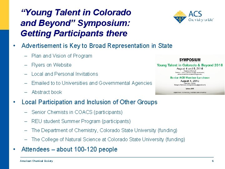 “Young Talent in Colorado and Beyond” Symposium: Getting Participants there • Advertisement is Key