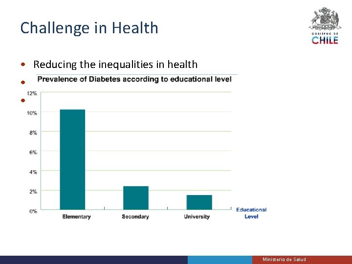 Challenge in Health • Reducing the inequalities in health • Emphasizing the promotion of