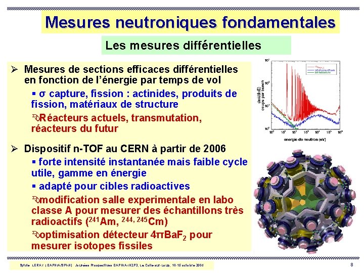 Mesures neutroniques fondamentales Les mesures différentielles Ø Mesures de sections efficaces différentielles en fonction