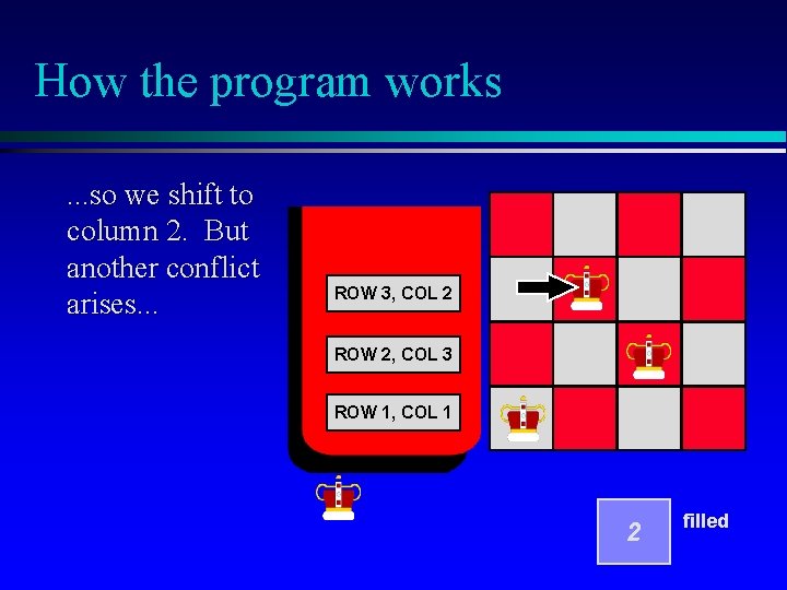 How the program works. . . so we shift to column 2. But another